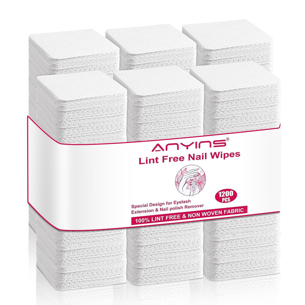 ANYINS toallitas uñas sin pelusa, limpieza sin fibras para uso profesional y doméstico