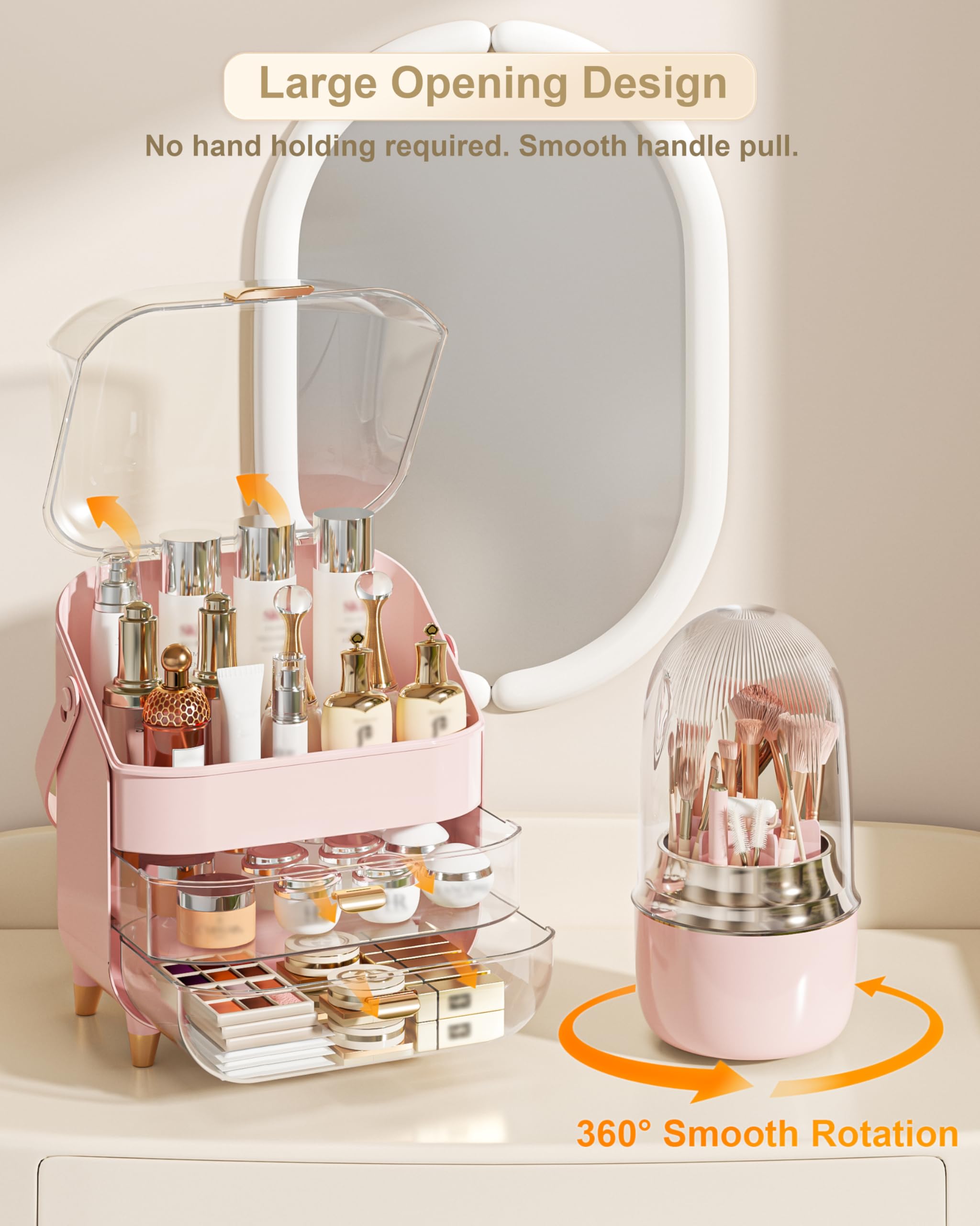 Anylady Brochas y cosméticos organizados por divisiones, fácil acceso.