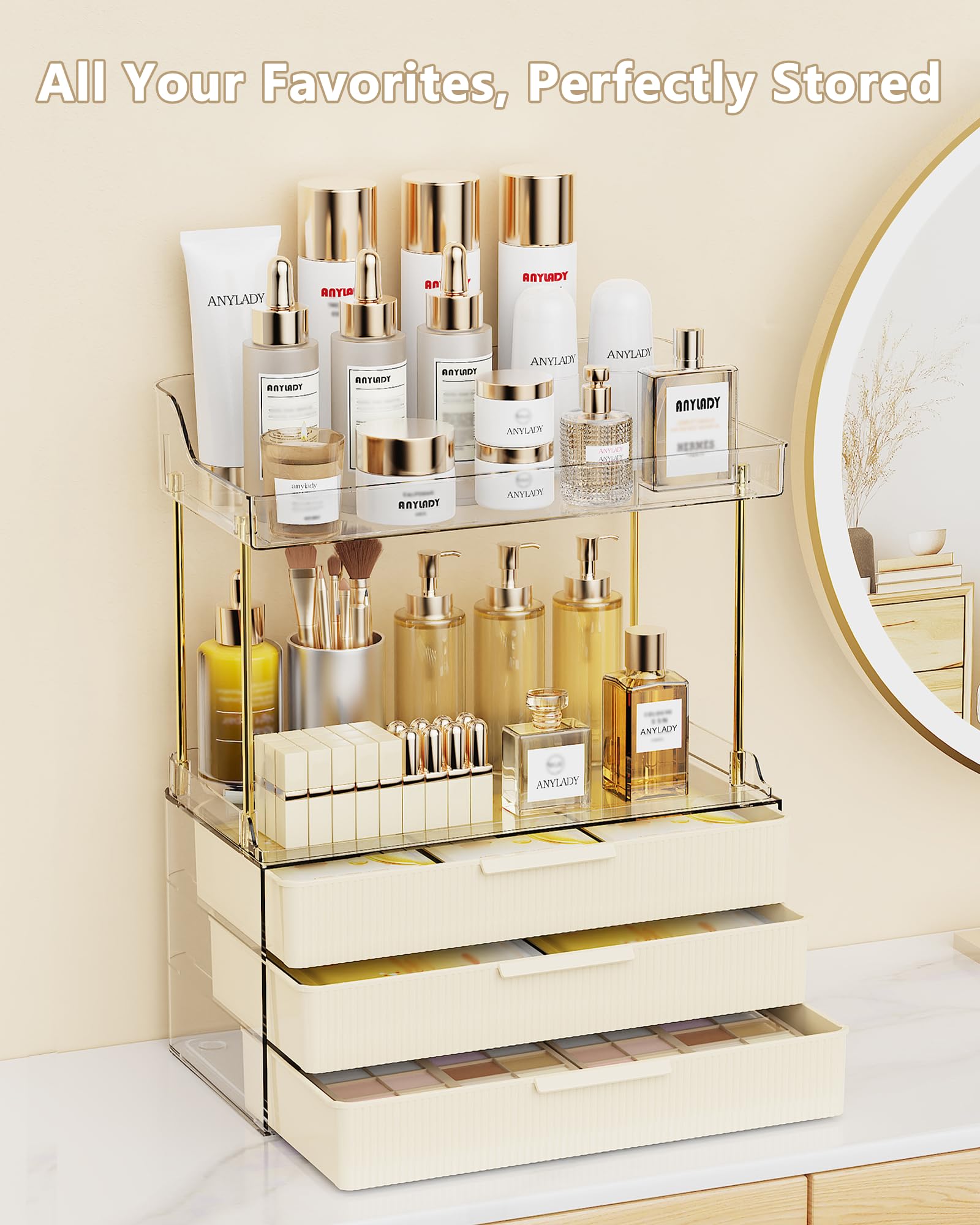 Anylady organizador baño estructura de acero reforzado para durabilidad.