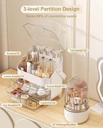 Anylady capacidad amplia para organizar maquillaje, cuidado de la piel y herramientas