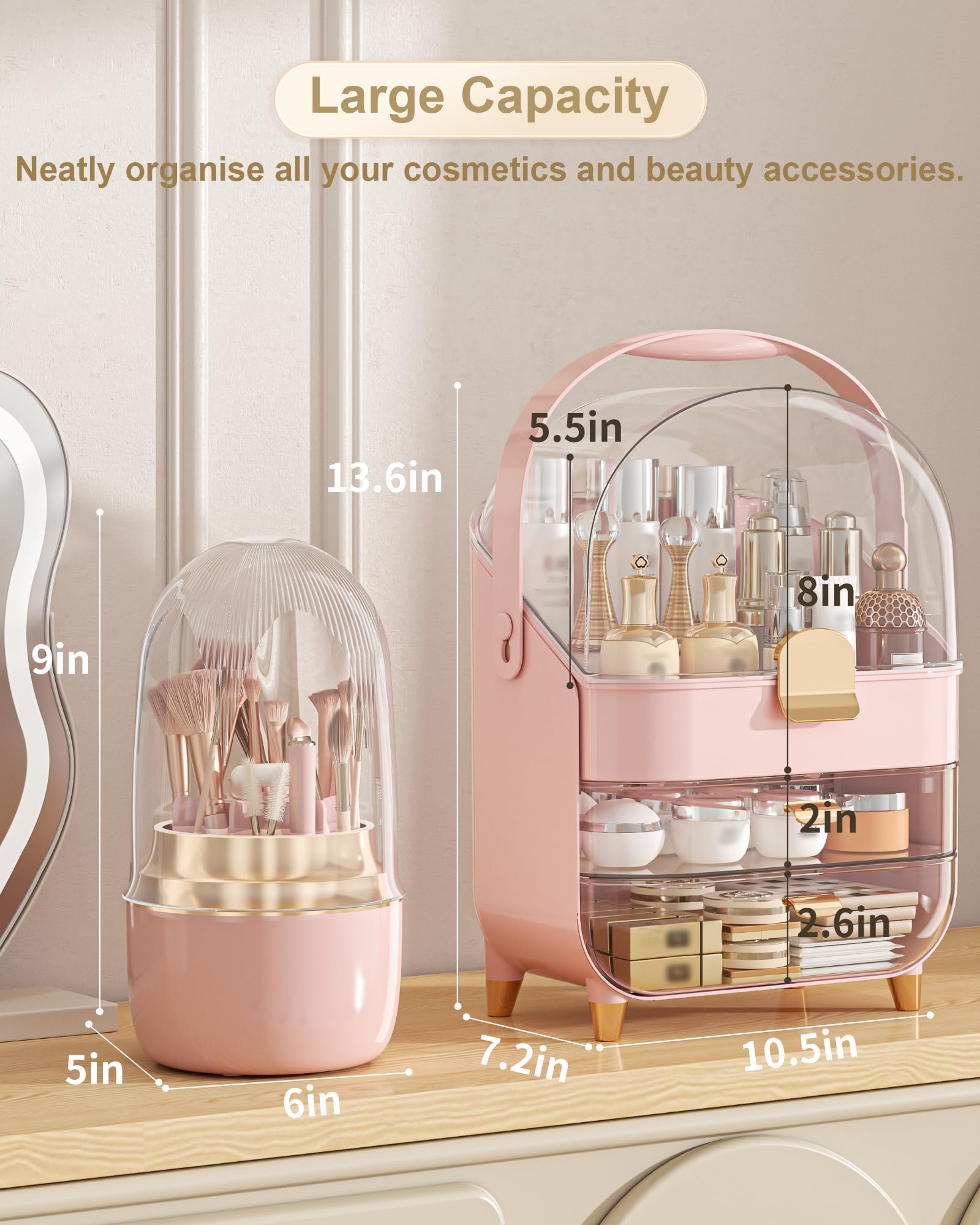 Anylady Organizador cosméticos transparente con tapa, facilita ver y acceder a productos.