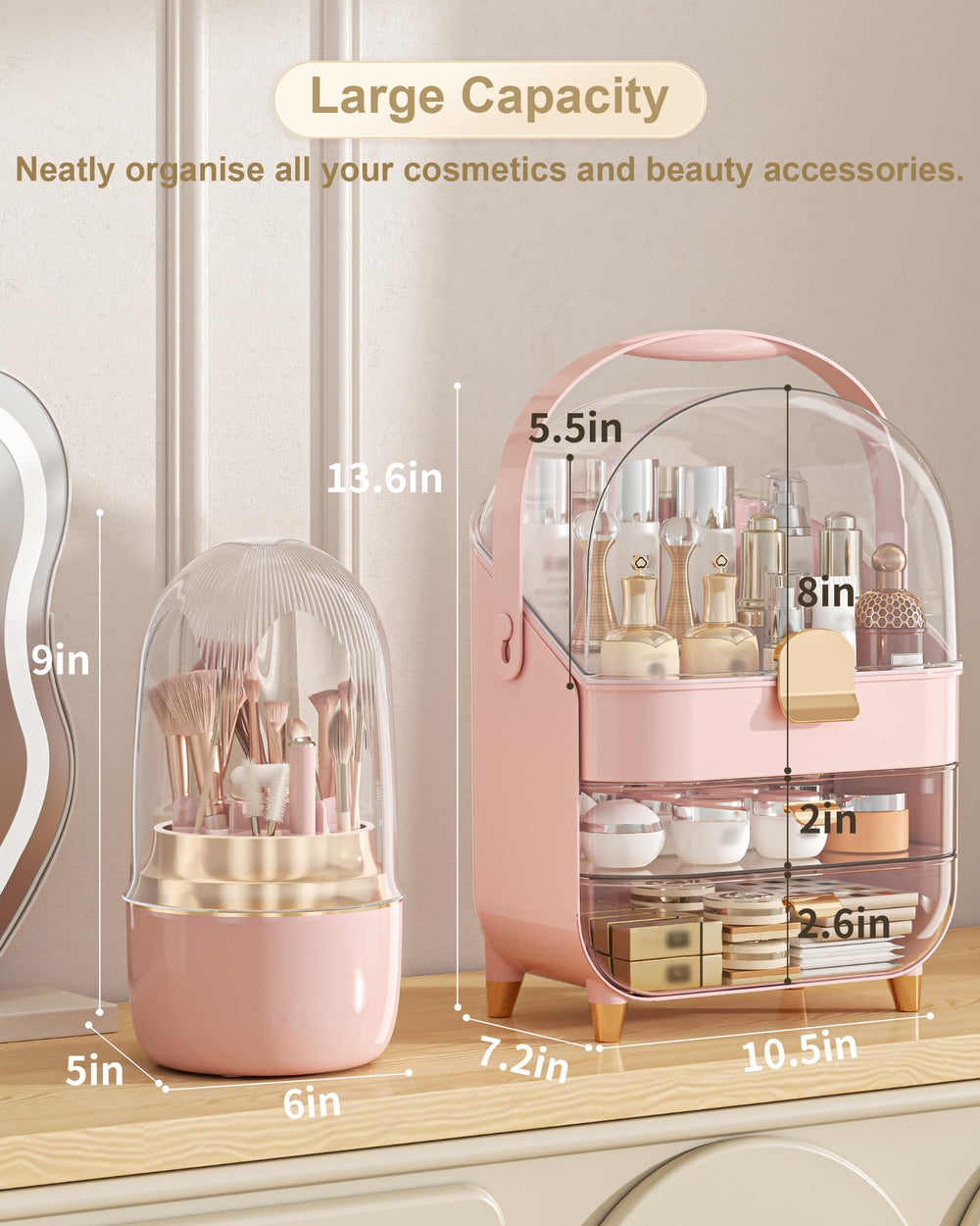 Anylady Organizador cosméticos transparente con tapa, facilita ver y acceder a productos.