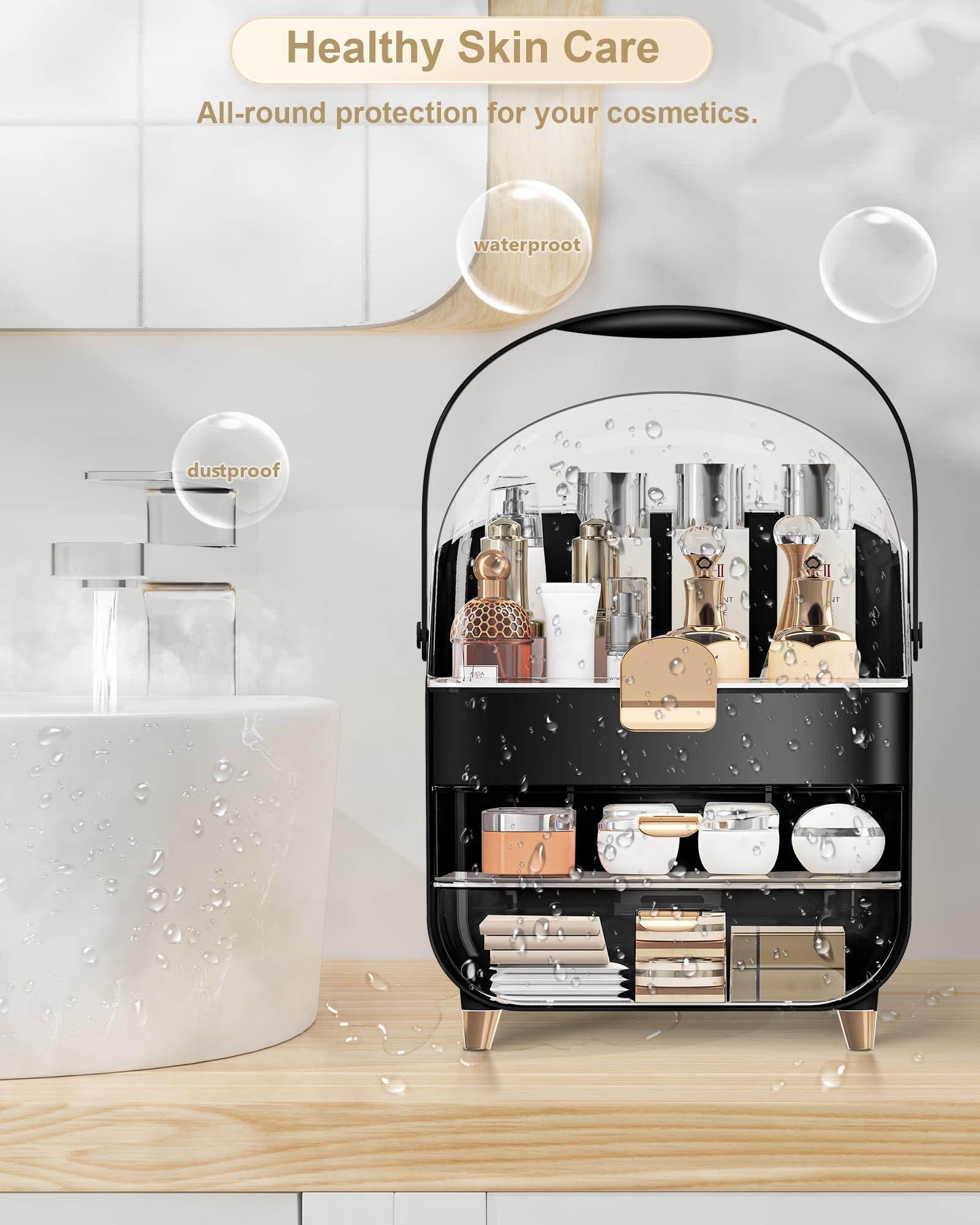 Anylady organizador diseño elegante con curvas para tocador