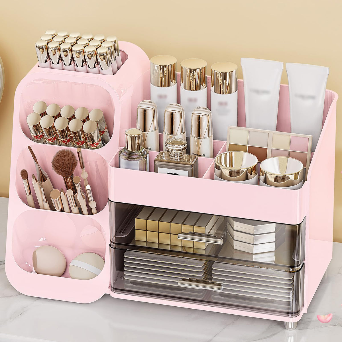 Anylady organizador maquillaje con cajones rosa facilita orden y acceso rapido