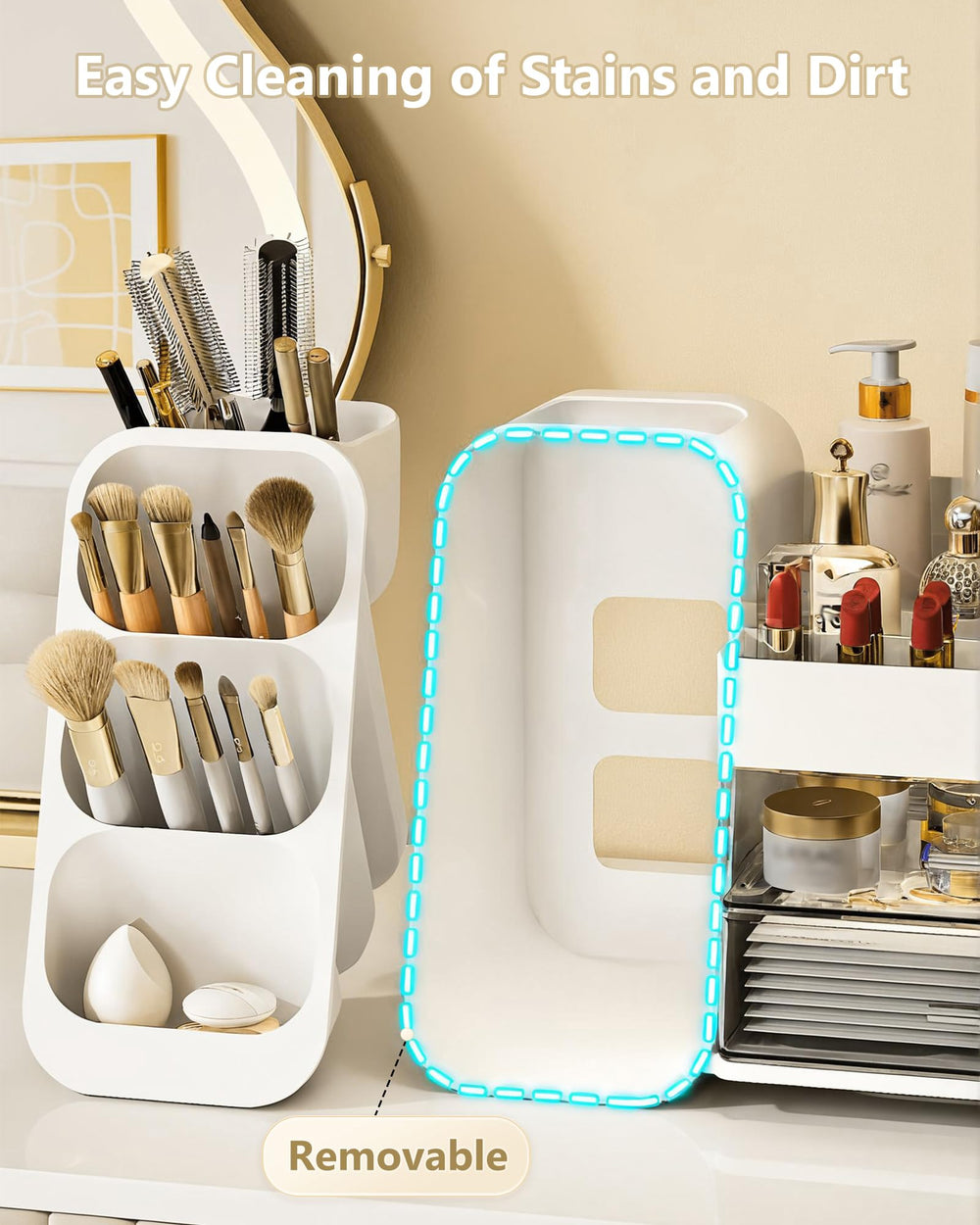 Anylady organizador maquillaje con cajones deslizantes, diseño versátil para tocador y encimera.