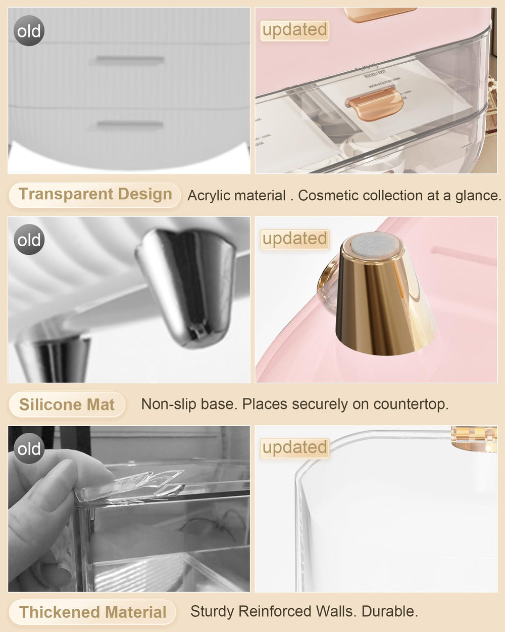 Anylady organizador de maquillaje con tapa transparente para ver lo que hay