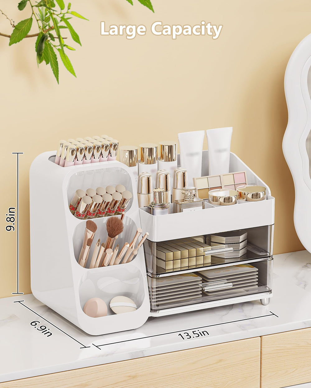 Anylady organización de tocador para perfumes y brochas, evita derrames.