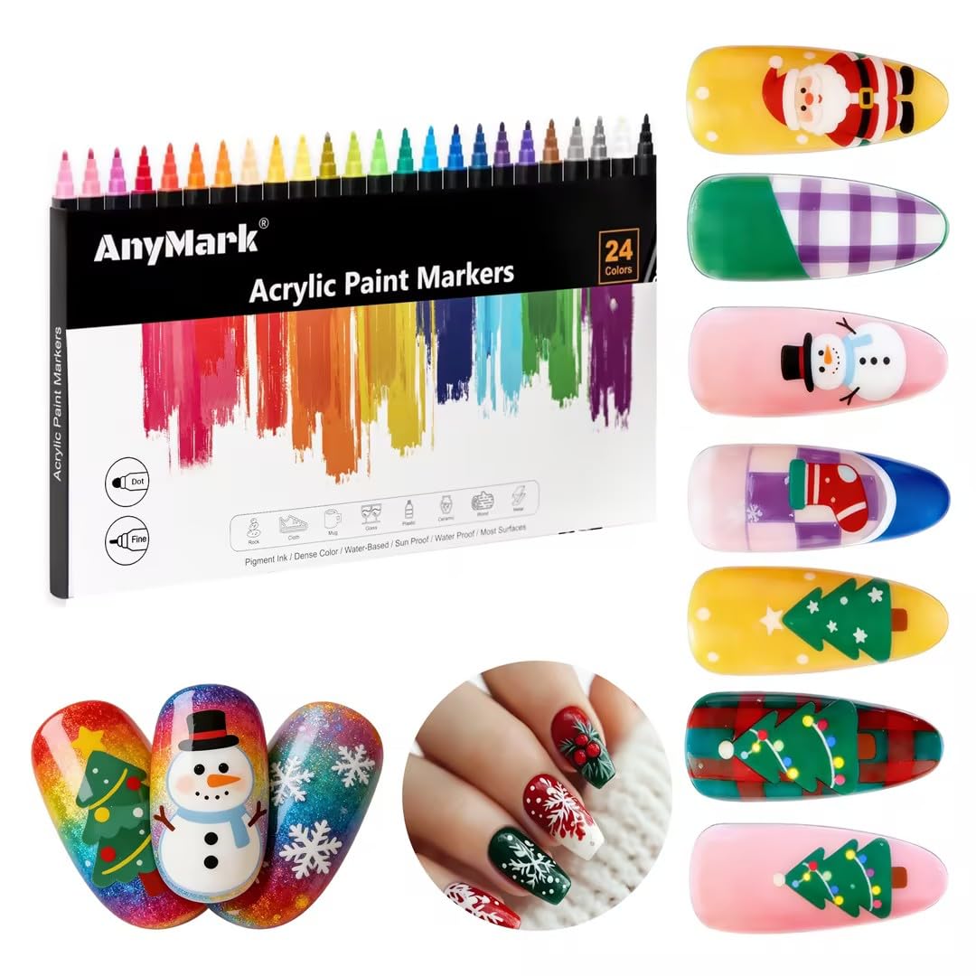 AnyMark bolígrafos de arte para uñas con punta doble para trazos precisos.