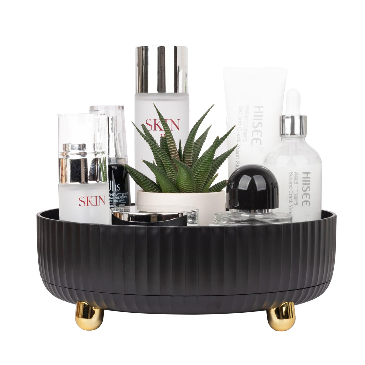 Anyoifax Organizador Cosméticos Giratorio 360 facilita acceso rapido a maquillaje y perfumes.
