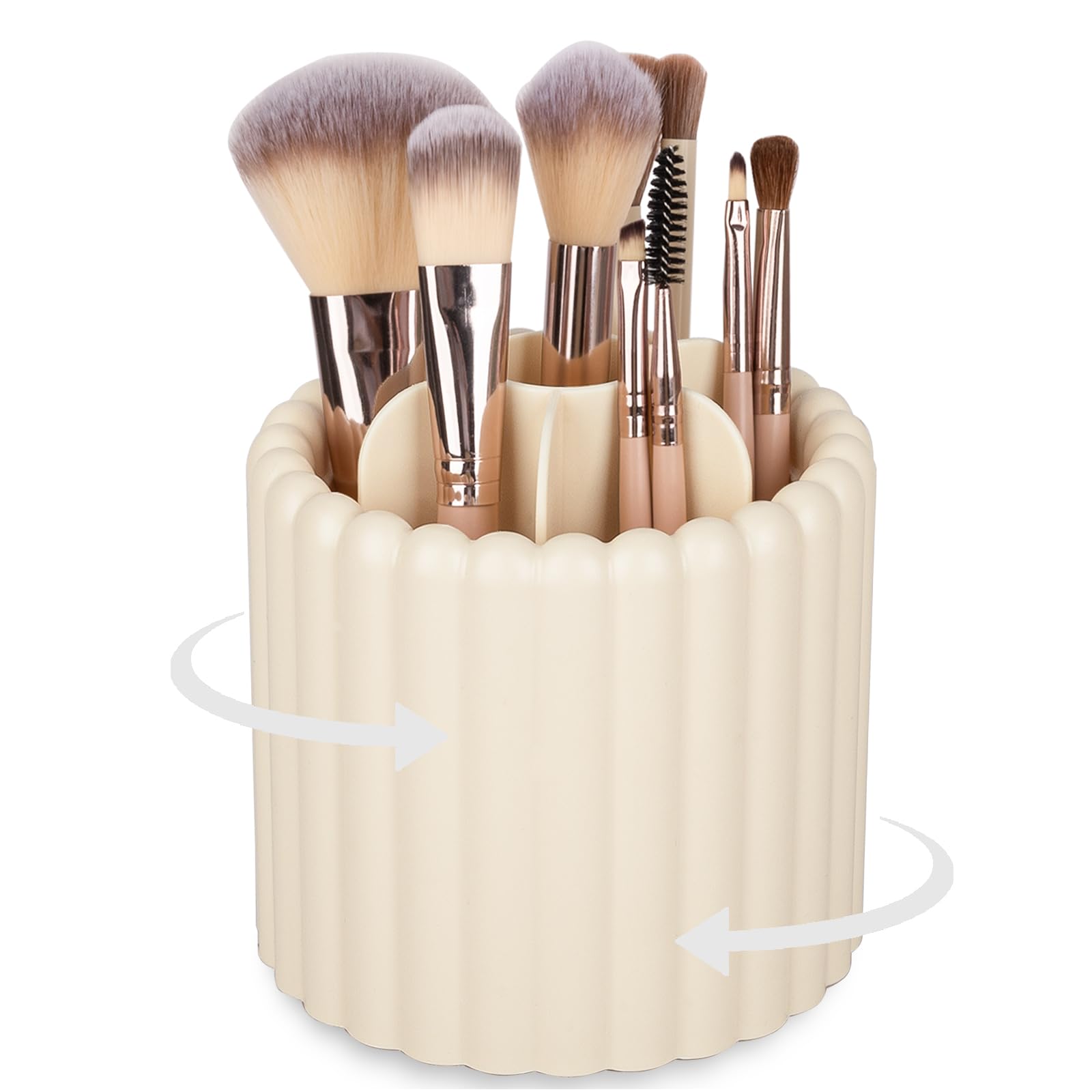 Anyoifax soporte maquillaje 360 giro, exhibe brochas de forma organizada y accesible.