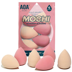 Conjunto de 6 esponjas Mochi de AOA Studio para base y corrector, diseño ergonómico.