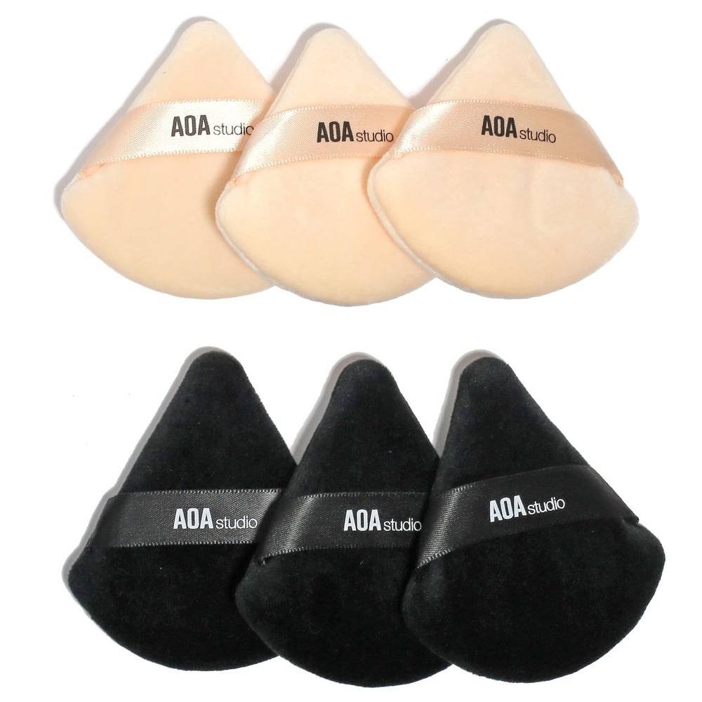 AOA STUDIO Velvet Puffs: juego de 6 borlas para retoques suaves y uniformes.