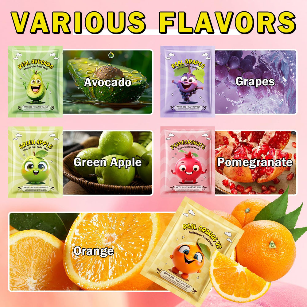 AOAZXBB mascarilla fruta manzana verde para niños, piel suave