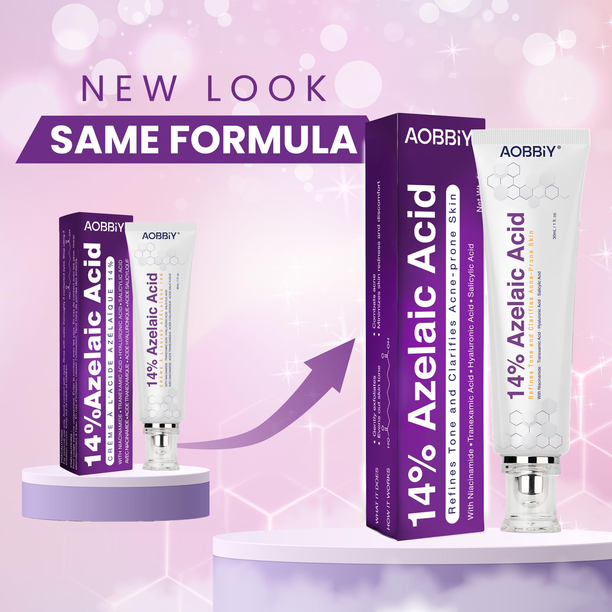 Even tone look achieved with AOBBIY azelaic acid cream