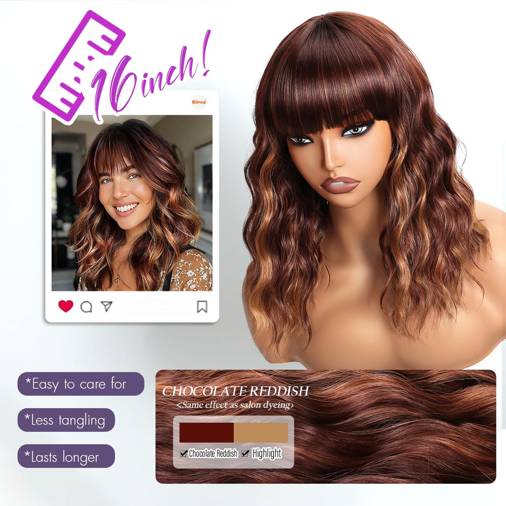 Peluca Aokiya bob rizado, textura realista y fibra sintética suave para uso cómodo.