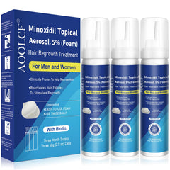 AOOLCF 5% Minoxidil Foam bottle showing the product designed for fuller hair.