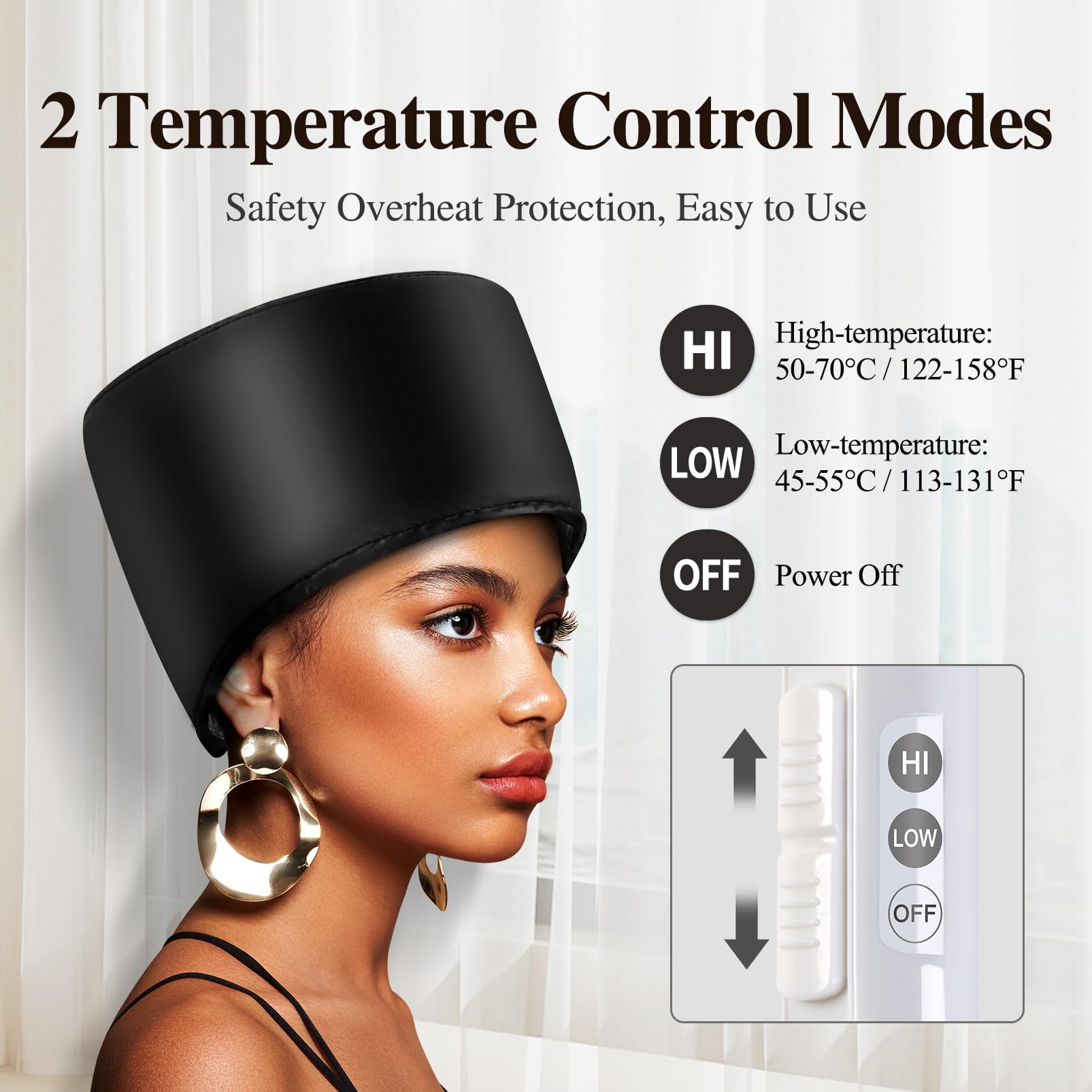 Protección de corte a 65°C en la gorra termica de aopow.