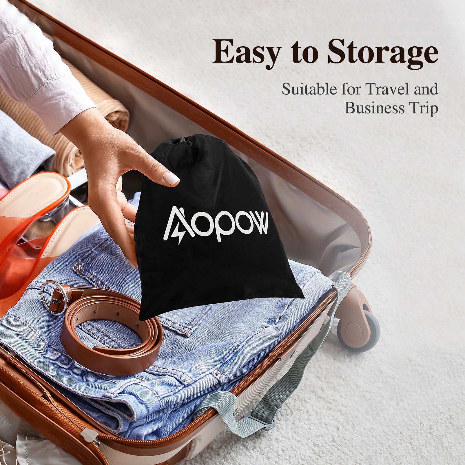 Uso portátil y ligero, ideal para viajar con aopow.