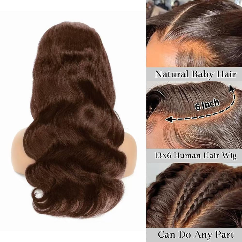 Peluca Aoque 13x6 Lace Front transparente, tono marrón y piel favorecida