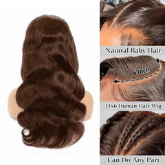 Peluca Aoque 13x6 Lace Front transparente, tono marrón y piel favorecida