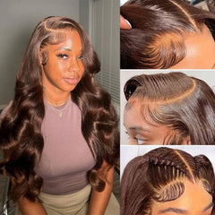 Peluca Aoque Chocolate Brown Lace Front de 30 pulgadas, aspecto natural y cómodo