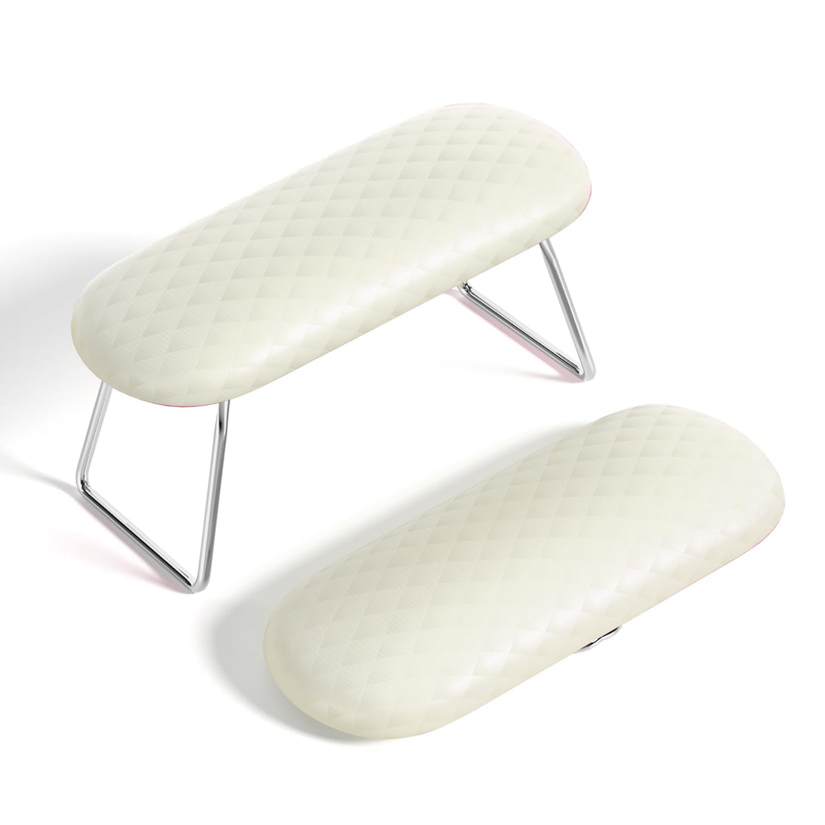 AORAEM reposabrazos para uñas, plegable, acabado crema blanco, facilita el trabajo de manicura en casa