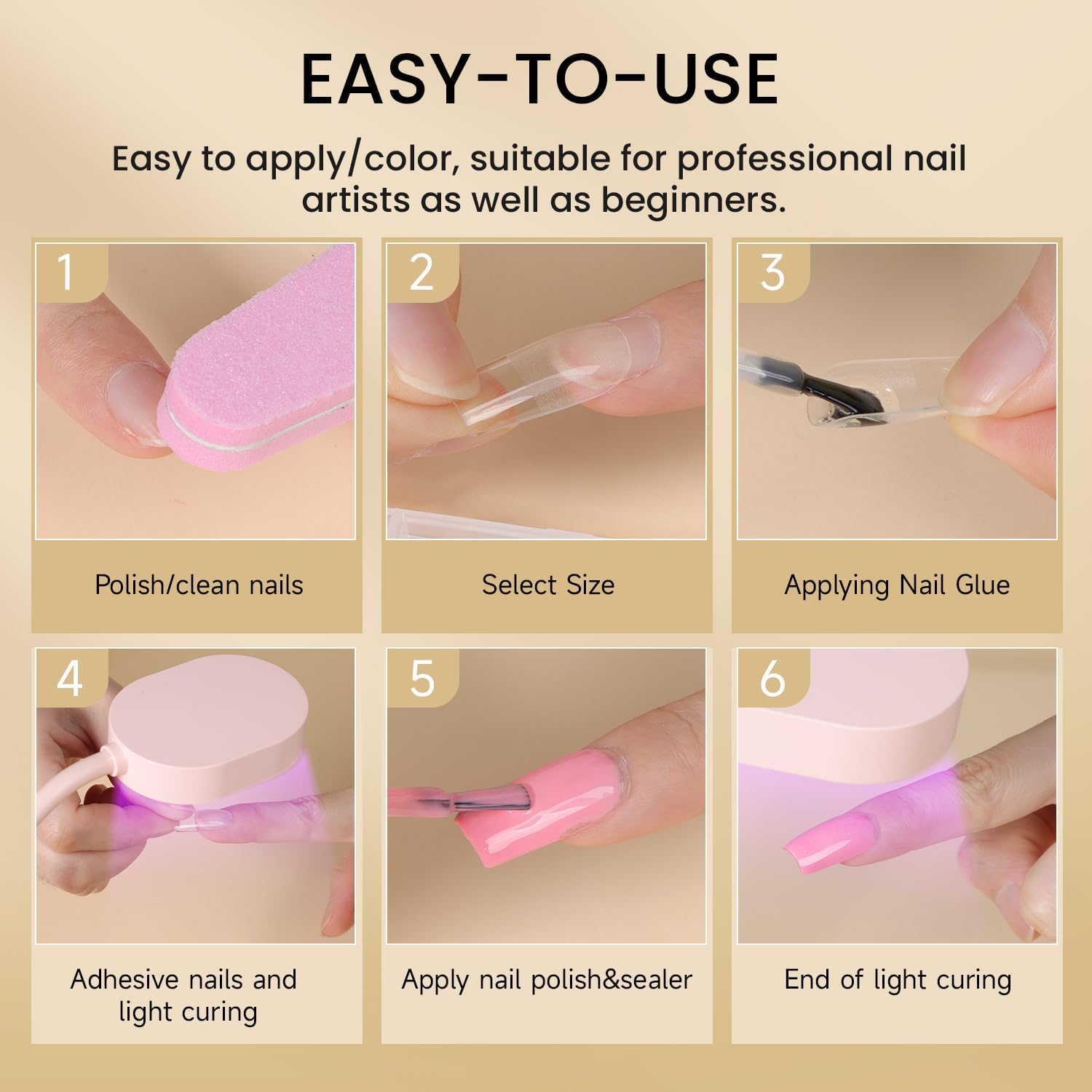 AORAEM tips soft-gel acabado semimate para look natural