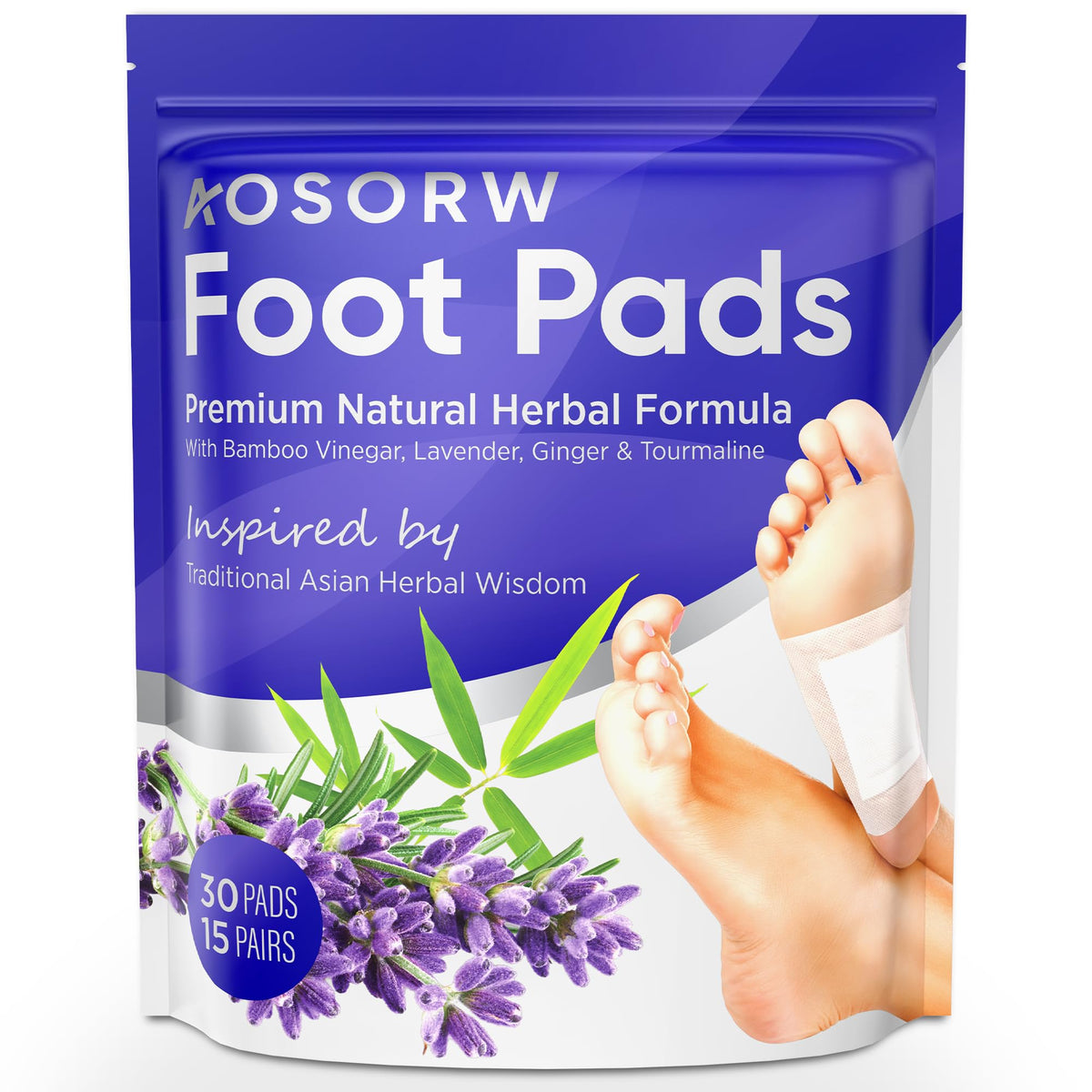 Parches AOSORW para pies con lavanda y bambú, relajación nocturna