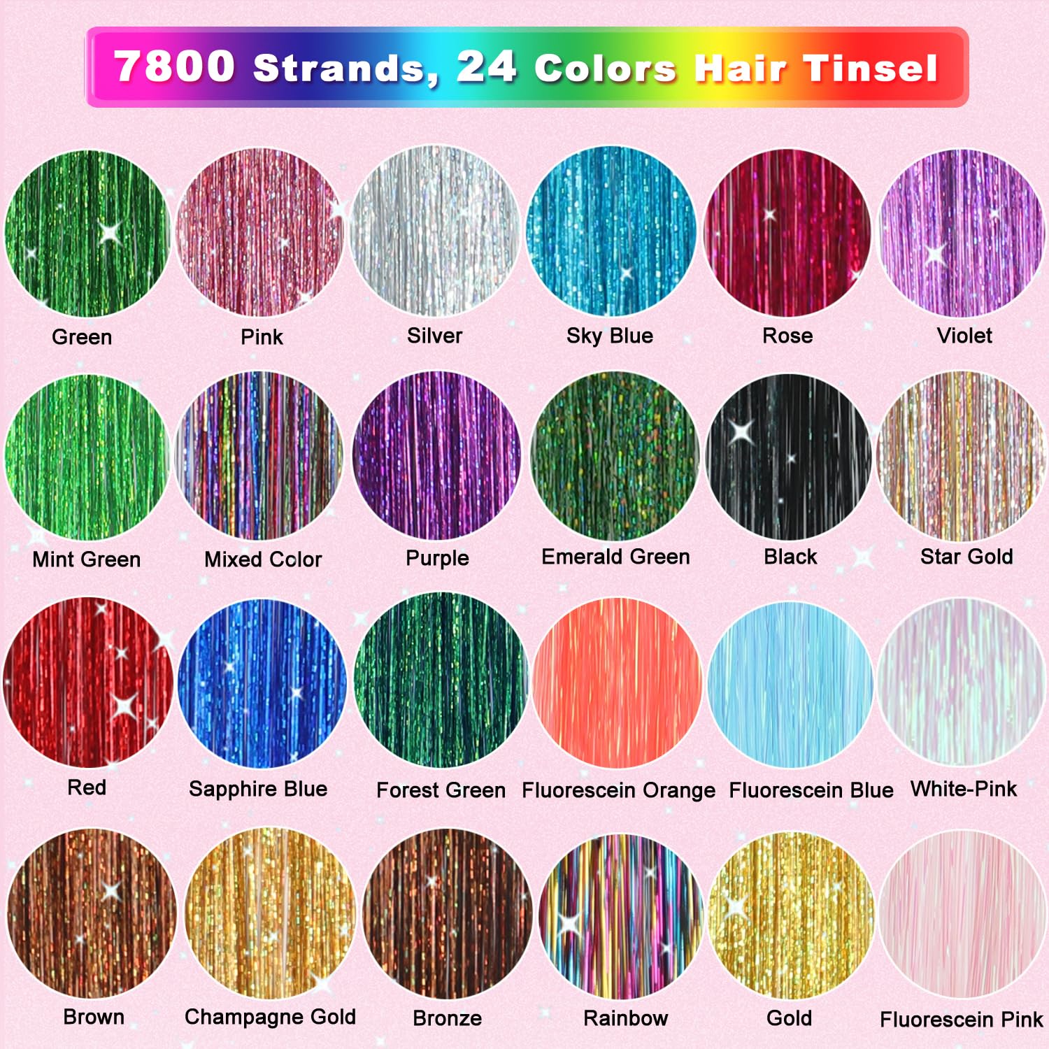 Aouuhe destellos para cabello 48 pulgadas: longitud ajustable para peinados.