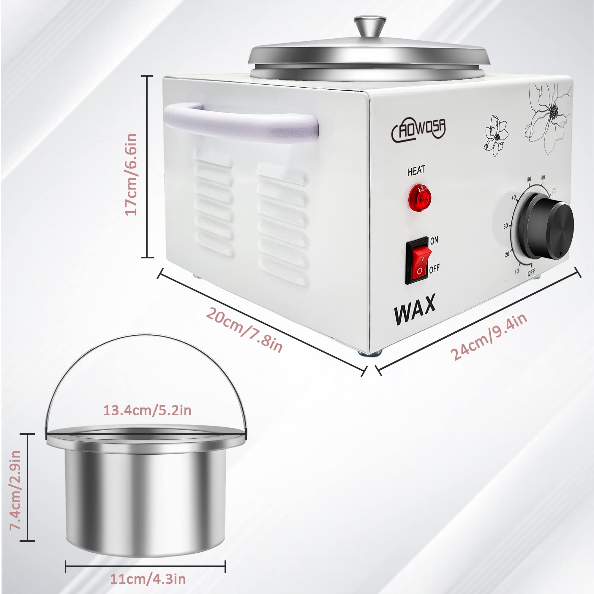 AOWOSA, control de temperatura ajustable 0-80 °C para depilación precisa.