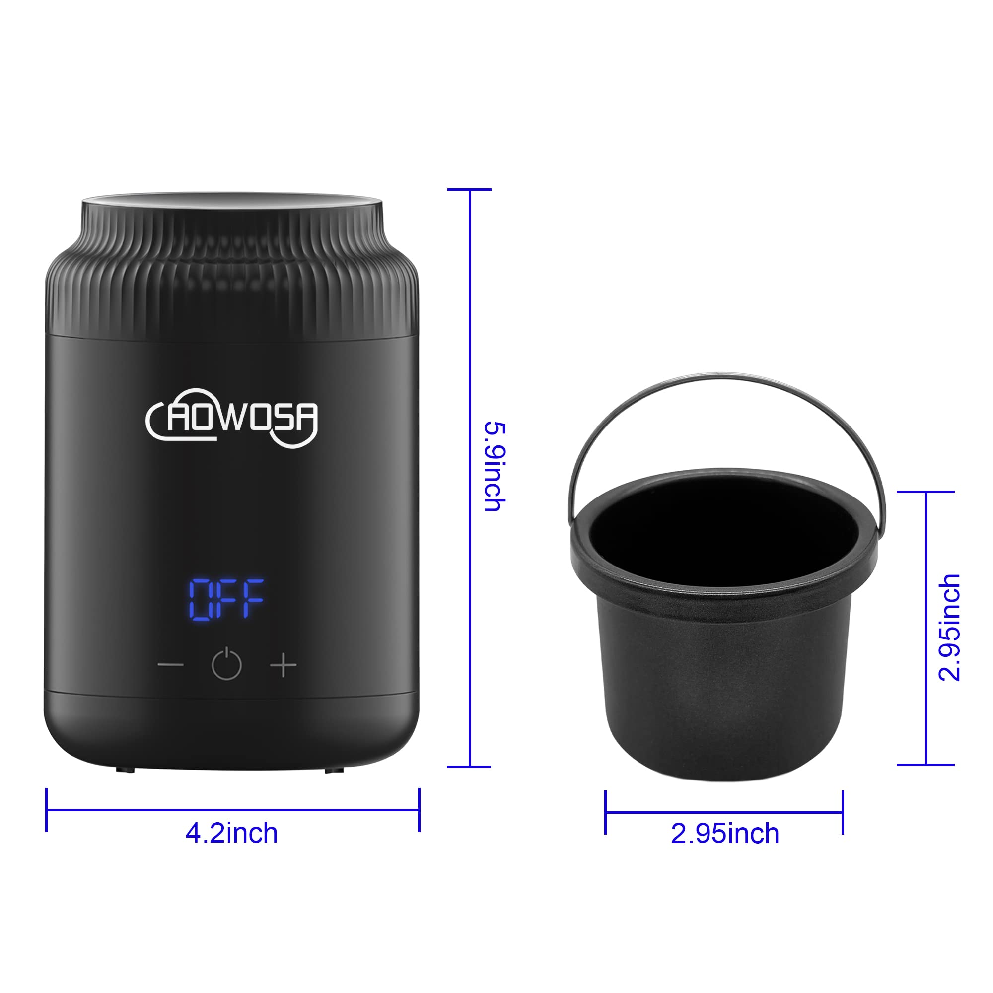 AOWOSA mini calentador de cera con 200 ml y 100 varitas incluidas para empezar.