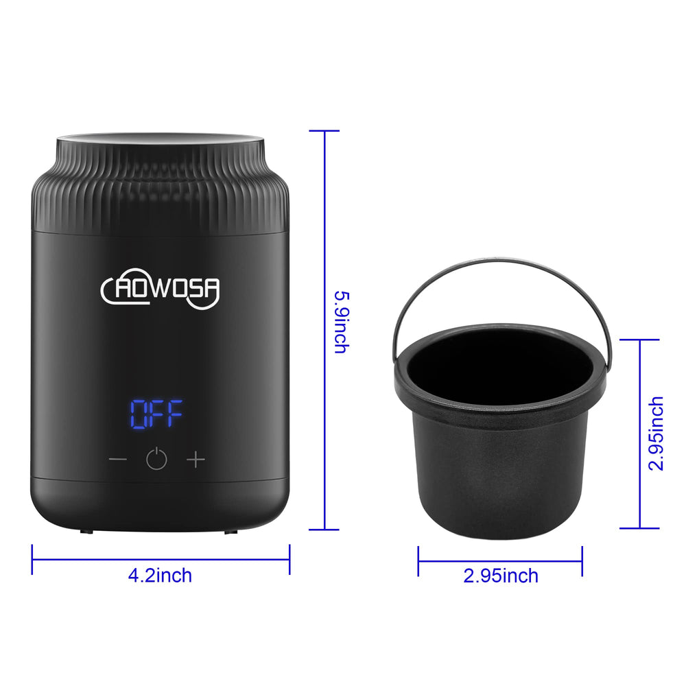 AOWOSA mini calentador de cera con 200 ml y 100 varitas incluidas para empezar.