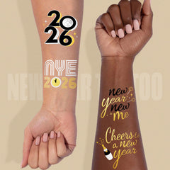 AOYOO tatuajes temporales metallicos negro-oro, acabado lujoso para piel con brillo