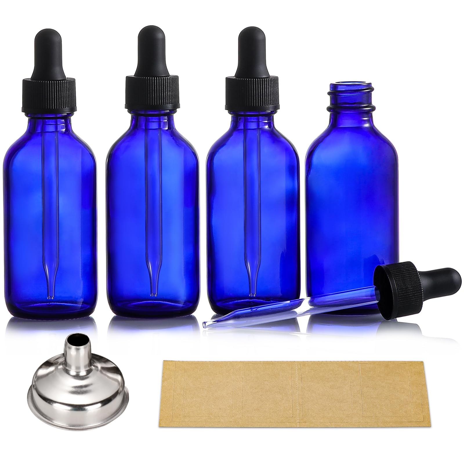 AOZITA botellas gotero 60 ml con vidrio azul oscuro para aceites esenciales.