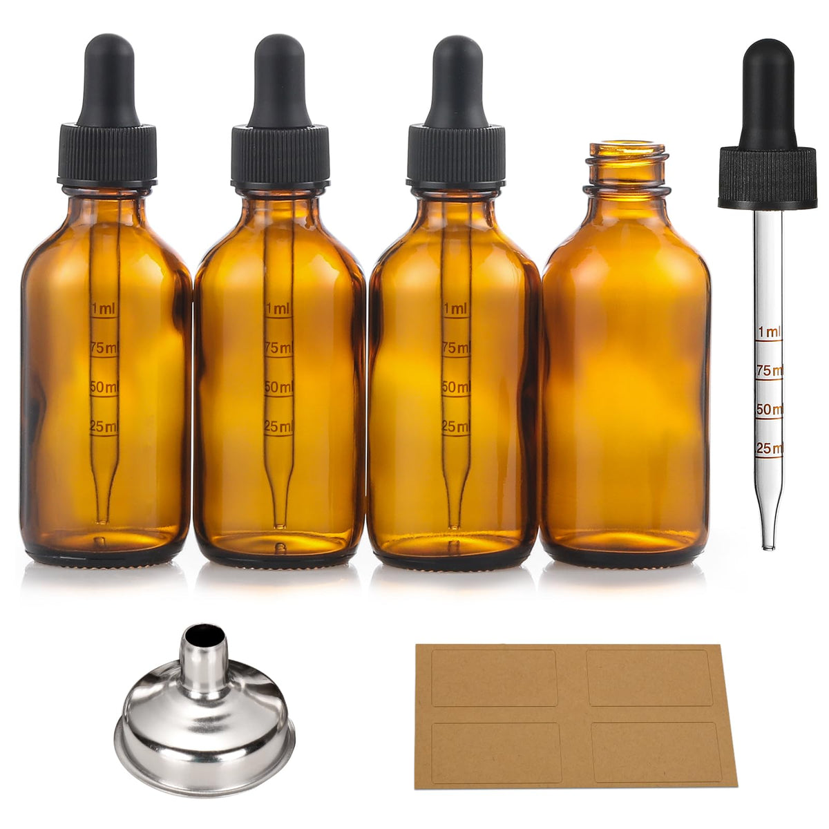 AOZITA botellas de vidrio ámbar 1oz con gotero para aceites esenciales.
