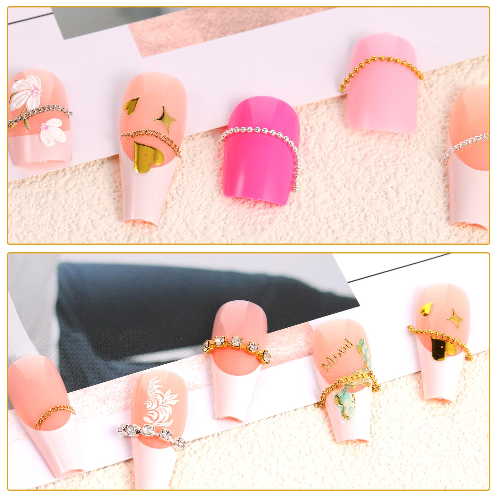 AOZUO decoraciones 3D para uñas, detalle metálico duradero.