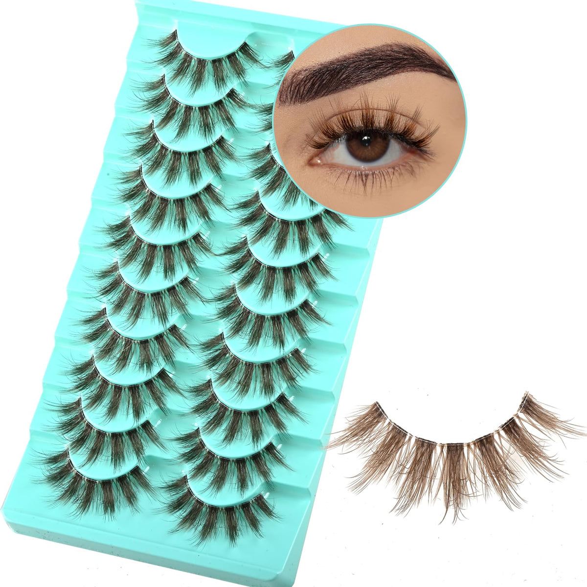 Pestañas APCYUST marrón visón sintético de 11 mm para un look natural.
