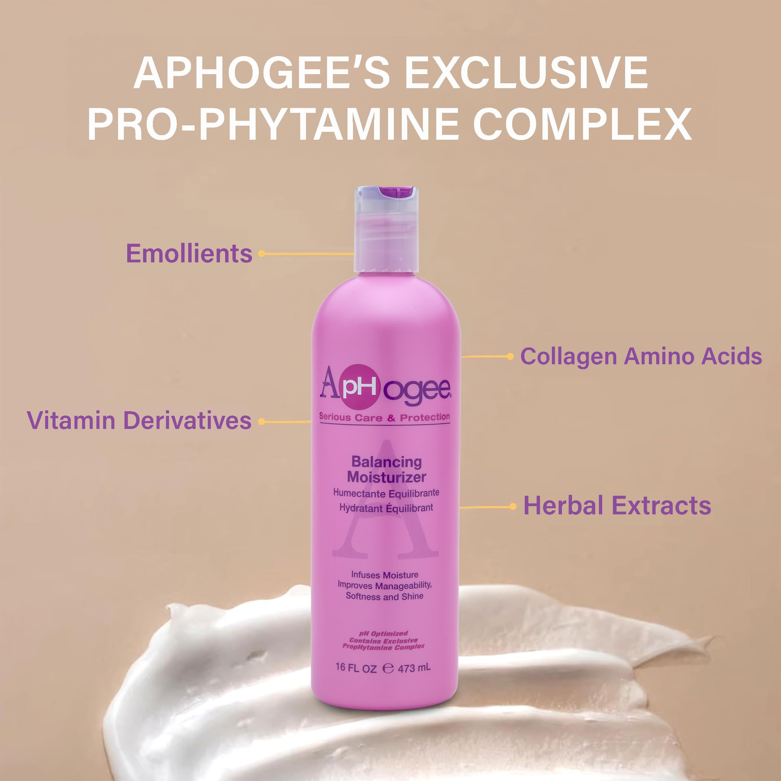 Hidratante equilibrante en botella para brillo y control del frizz.