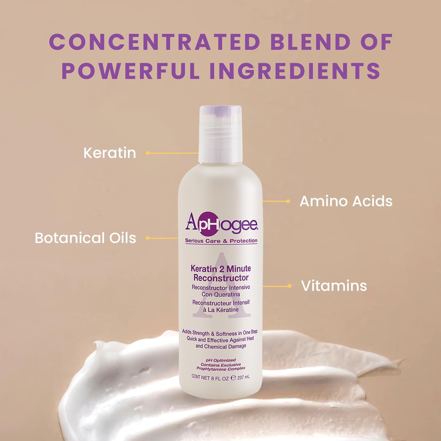 Aphogee Keratina 2 Minutos - cabello color protegido y con brillo.