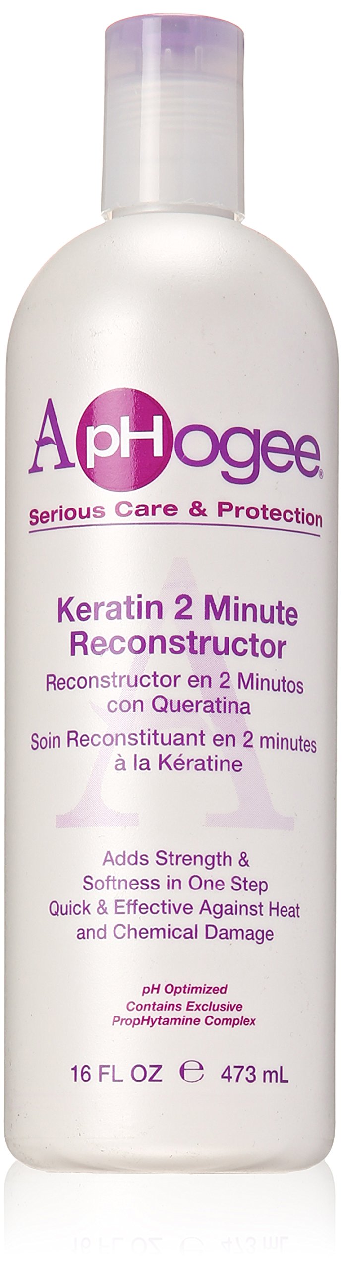 Aphogee Reconstructor de Keratina Intensivo en botella, previene quiebes y puntas abiertas.