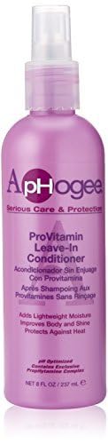 Aphogee Pro-Vitamin sin enjuague, aplicación suave, cabello más manejable a lo largo del día.