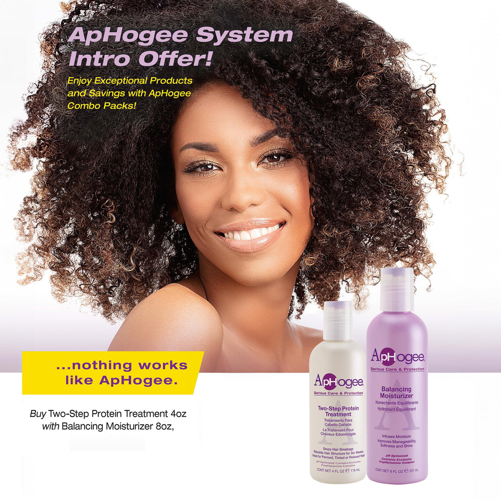 Aphogee textura cabello sedoso ofrece control y brillo natural.