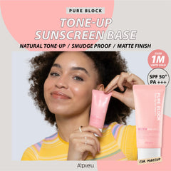 A'PIEU base solar tono para maquillaje, textura ligera para acabado natural