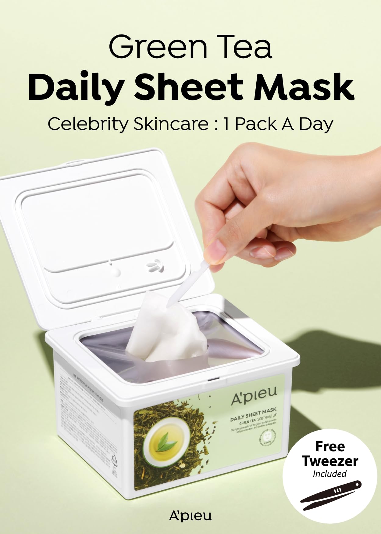 A'PIEU mascarilla té verde, tela Lyocell para aplicación cómoda