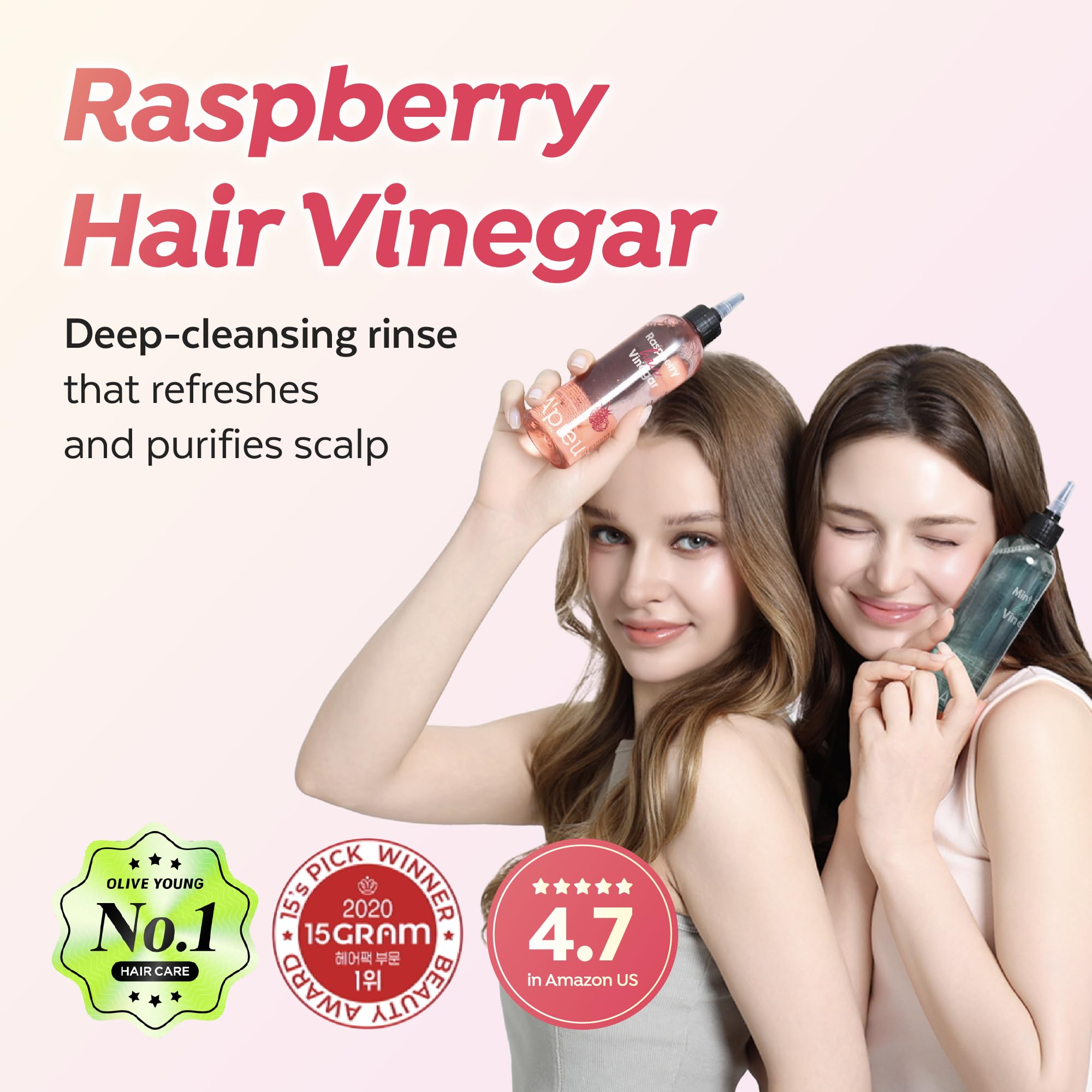 A’PIEU Vinagre de Frambuesa para el cabello, aplicación suave facilita peinado sin enredos.