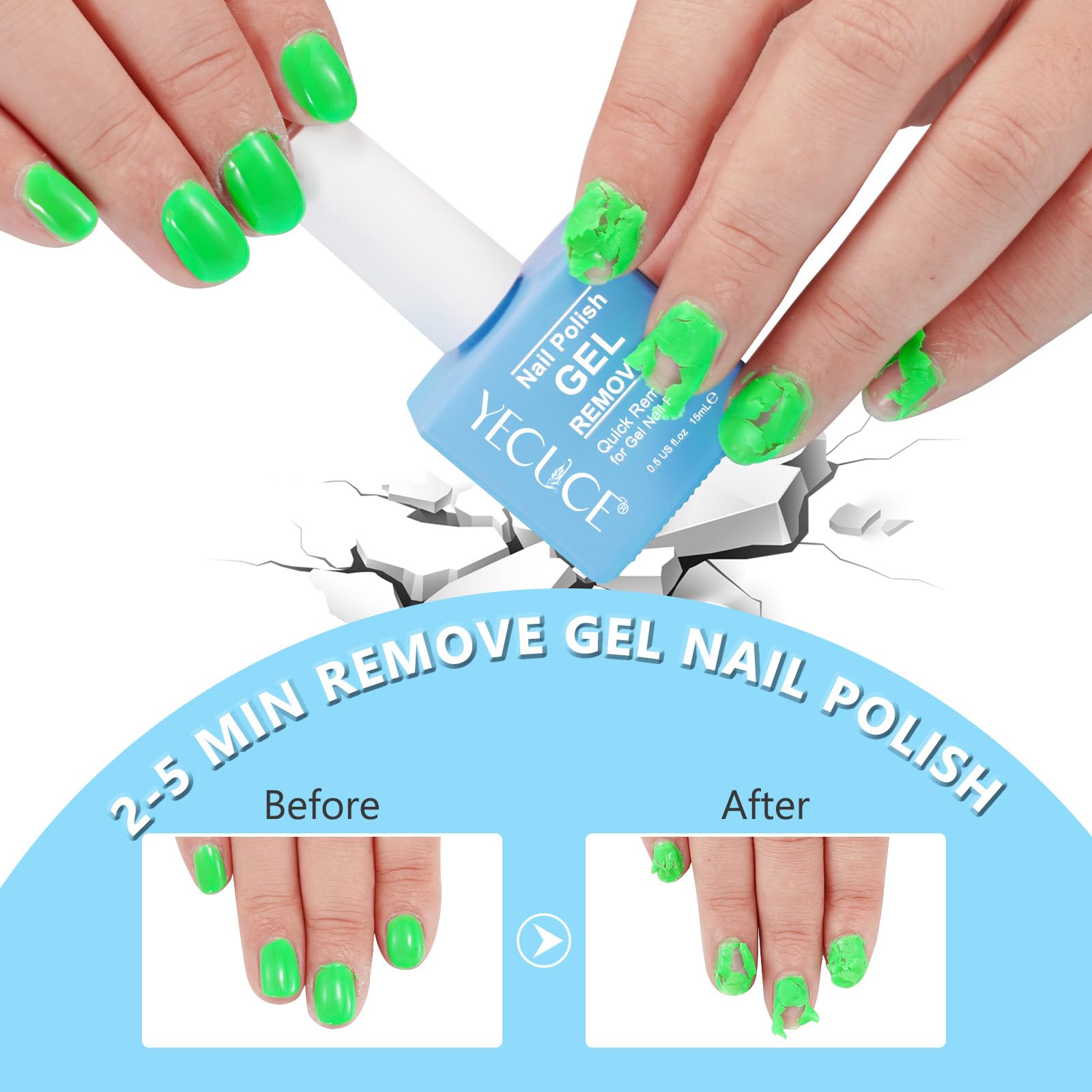 Quitagel aplica suavemente en las uñas para retirar esmalte.