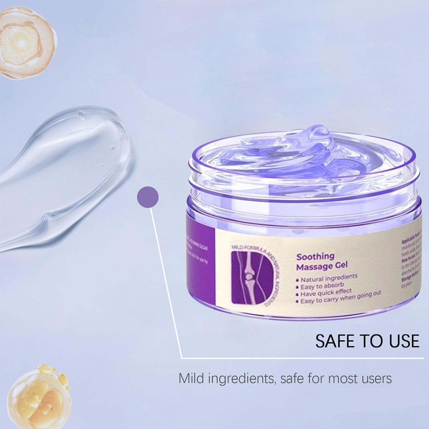 Aplicación en la rodilla con gel morado de WUIAOCIT para apoyo y comodidad diaria.