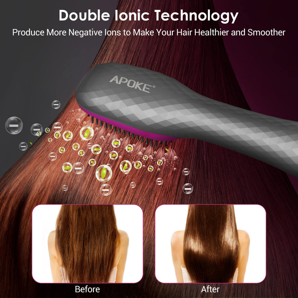 APOKE secador-cepillo-ion-negativo: cabello con más brillo y menos estática.