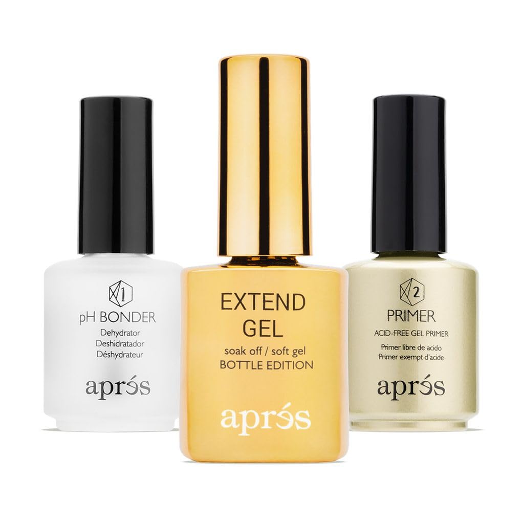 APRÉS Extend Gel: botella dorada para extensiones Gel-X con durabilidad y flexibilidad.