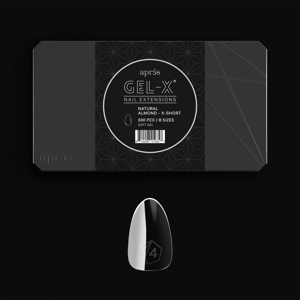 APRÉS Gel-X: caja de 500 puntas en 11 tallas para ajuste perfecto y durabilidad.